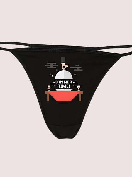 Dinner time printed g string thong