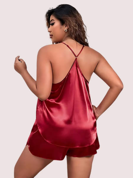 Midnight Glow Silk Cami & Shorts – Plus Size