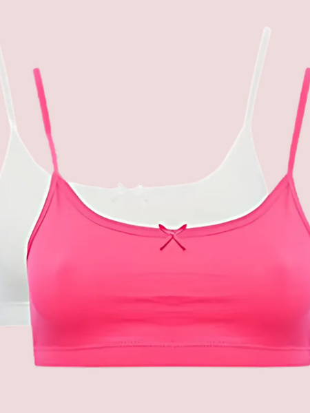 Girl’s Cotton Cute Bow Front Everyday Bra Pk-2