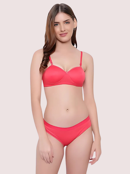 Non-Wired Cotton Push-Up Bra Panty for Women (2 pack)