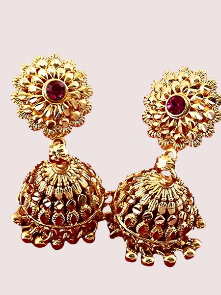 Traditional yet Stylish Ruby Jhumkas Earrings