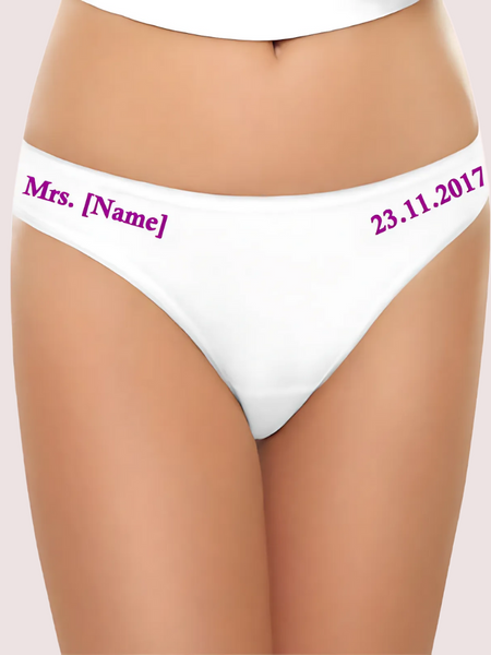 Mrs. New Name Hot Purple Print Cotton Bikini Panty