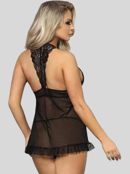 Seductive Lace Babydoll Mini Nightwear Dress