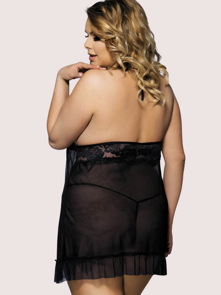 Plus Size Sheer See-Through Babydoll Night Dress