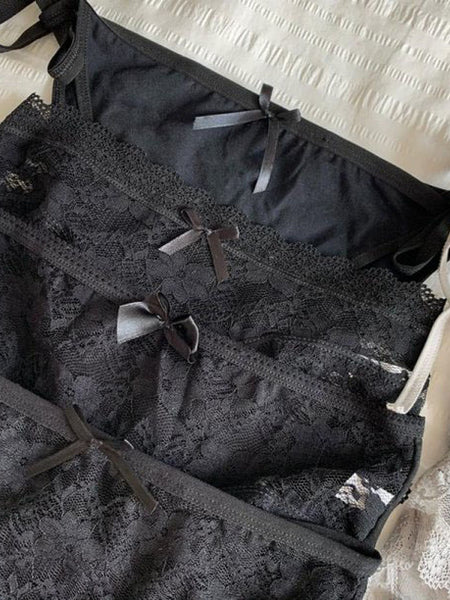 4 Pieces Black Sexy Lace Nylon Panties