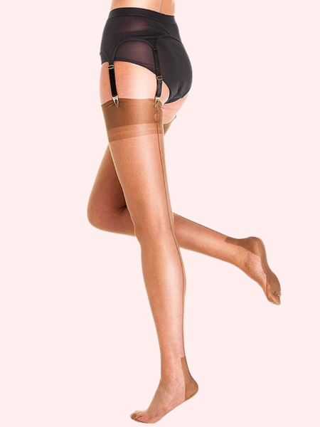 Classic Sheer Thigh High Stockings Pack of 2 – Nude Finish, Stay-Up Grip